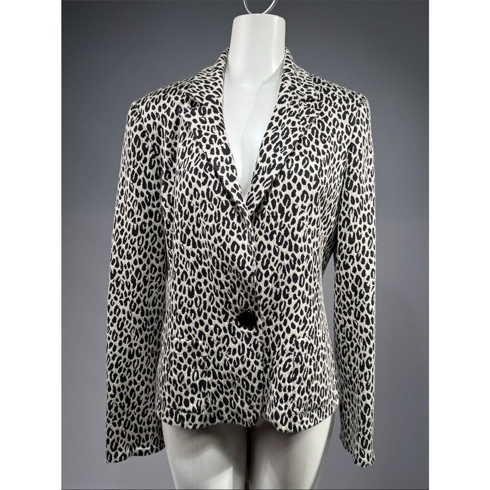 Spiegel Leopard-Print Single-Button Blazer in Black and Cream (rack10)